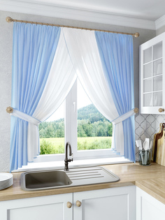 Штора классическая Nivasan HK.SL 400x180 см голубой