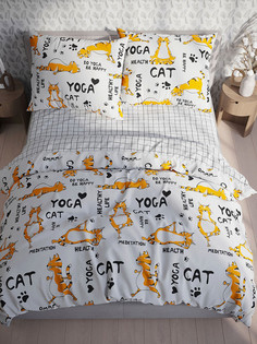 Пододеяльник Simple House "Yogacat" 2-спальный 175х215 см