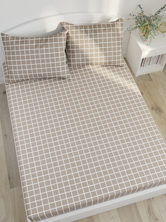 Простынь на резинке Simple House Анна клетка 90х200 см, поплин