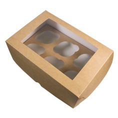 Коробка картонная КРАФТ под 6 капкейков с окном "ECO MUF 6" 25 шт. No Brand