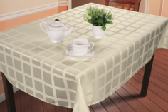 Скатерть Linen Way с водоотталкивающей пропиткой , шампань жаккард , клетка 150х200