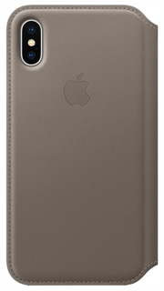 Чехол Apple Leather Folio для iPhone X Platinum Grey (MQRY2ZM/A)