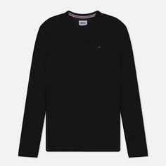 Мужской лонгслив Tommy Jeans Ribbed Organic Cotton, цвет чёрный, размер M