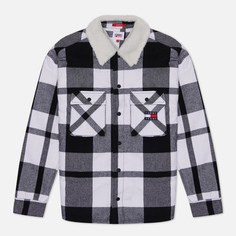 Мужская демисезонная куртка Tommy Jeans Sherpa Lined Casual Fit Check Overshirt, цвет чёрный, размер L