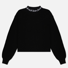 Женский свитер Calvin Klein Jeans Cotton Logo Collar, цвет чёрный, размер S