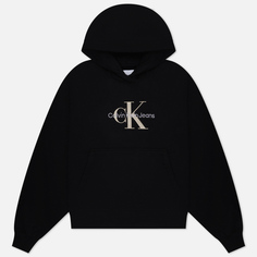 Женская толстовка Calvin Klein Jeans Premium Monologo Hoodie, цвет чёрный, размер XS