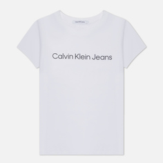 Женская футболка Calvin Klein Jeans Slim Organic Cotton Logo, цвет белый, размер XS