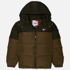 Мужской пуховик Tommy Jeans Alaska Colorblock Puffer, цвет оливковый, размер XL