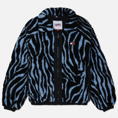 Женская флисовая куртка Tommy Jeans Zebra Print Padded Sherpa, цвет чёрный, размер XS