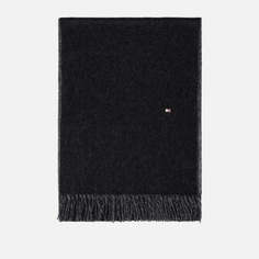 Шарф Tommy Jeans Elevated Cashmere Flag Plaque Fringed, цвет чёрный