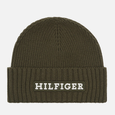 Шапка Tommy Jeans Hilfiger Monotype Logo Embroidery, цвет оливковый