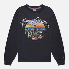 Женская толстовка Tommy Jeans Relaxed Vintage City Crew Neck, цвет чёрный, размер XS