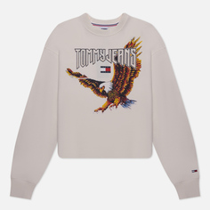 Женская толстовка Tommy Jeans Relaxed Cropped Vintage Eagle Crew Neck, цвет белый, размер L