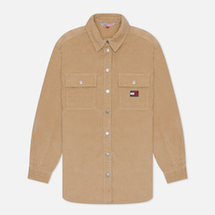 Женская рубашка Tommy Jeans Corduroy Boyfriend Overshirt, цвет бежевый, размер S