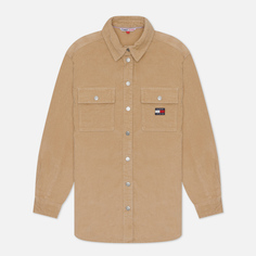 Женская рубашка Tommy Jeans Corduroy Boyfriend Overshirt, цвет бежевый, размер S