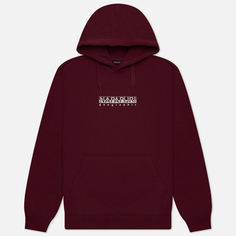 Мужская толстовка Napapijri Box Hoodie Loose Fit, цвет бордовый, размер S