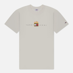 Мужская футболка Tommy Jeans Relaxed Linear Fire Flag, цвет белый, размер M