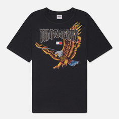 Женская футболка Tommy Jeans Oversized Vintage Eagle, цвет чёрный, размер XS