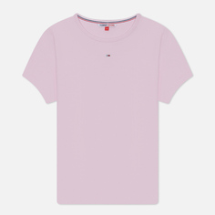 Женская футболка Tommy Jeans Essential Rib, цвет розовый, размер XS
