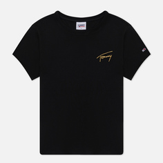 Женская футболка Tommy Jeans Gold Signature, цвет чёрный, размер XS