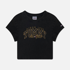 Женская футболка Tommy Jeans Размер XS Cropped Luxe Varstiy, цвет чёрный, размер L