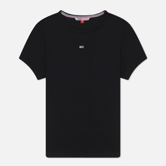 Женская футболка Tommy Jeans Essential Rib, цвет чёрный, размер M