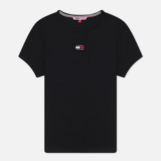 Женская футболка Tommy Jeans XS Badge Rib, цвет чёрный, размер L