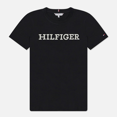 Женская футболка Tommy Hilfiger Regular Monotype Embroidery Crew Neck, цвет чёрный, размер XS