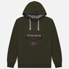 Мужская толстовка Napapijri Burgee Winter Hoodie, цвет зелёный, размер XS