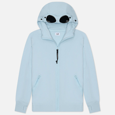 Мужская толстовка C.P. Company Diagonal Raised Fleece Hoodie Zipped Goggle, цвет голубой, размер XL