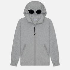Мужская толстовка C.P. Company Diagonal Raised Fleece Hoodie Zipped Goggle, цвет серый, размер XXXL
