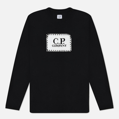 Мужской лонгслив C.P. Company 30/1 Jersey Logo, цвет чёрный, размер S