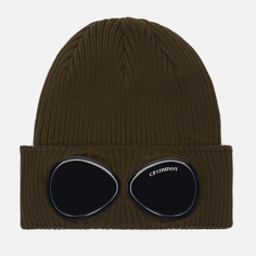 Шапка C.P. Company Cotton Goggle Ribbed, цвет оливковый