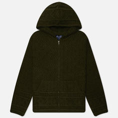 Мужской свитер thisisneverthat Cable Zip Hoodie, цвет оливковый, размер M