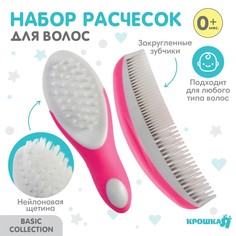 Набор для ухода за волосами, щетка+ расческа, цвет розовый