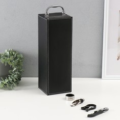 Шкатулка дерево, кожзам под бутылку No Brand