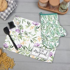 Набор подарочный полотенце варежка прихватка кисть лопатка венчик Этель