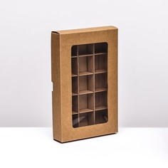 Коробка складная под 15 конфет, крафт, 13,7 х 22 х 3,5 см Upak Land