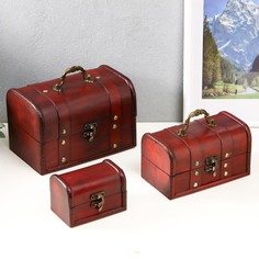 Шкатулка дерево сундучок (набор 3 шт) No Brand