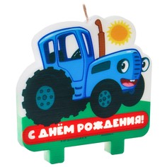 Свеча в торт Синий трактор