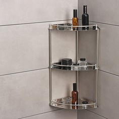 Полка угловая 3-х ярусная, 22,5×32×54 см, нержавеющая сталь No Brand