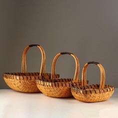 Набор корзин, 3шт., 44х34х14х38см,37х27х12х31см,30х20х10х25см, лоза No Brand