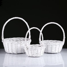 Набор корзин, 3 шт, 30×14/40 см, 26×12/34 см, 20×10/31 см, ива No Brand