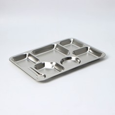 Поднос из нержавеющей стали, 7 секций, 38×27×2 см No Brand