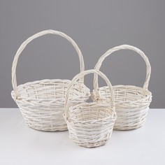 Набор корзин, 3 шт, 24×12×12/29 см, 19×10×10/25 см, 15×9×9/20 см, ива No Brand