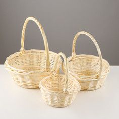 Набор корзин, 3 шт, 31×12×32 см, 27×10×26 см, 22×8×21 см, ива No Brand