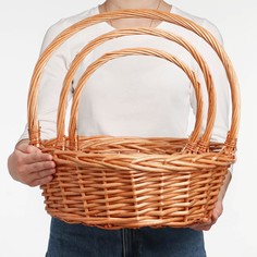 Набор корзин, 3 шт, 39×14/40 см, 30×12/35 см, 25×10/30 см, ива No Brand