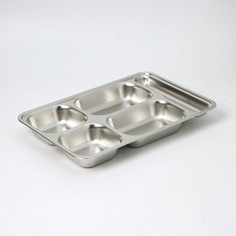 Поднос из нержавеющей стали, 5 секций, 33,5×23×4 см No Brand