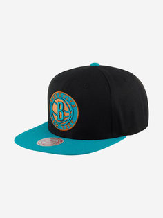 Бейсболка с прямым козырьком MITCHELL NESS HHSS5740-BNEYYPPPBKTL Brooklyn Nets NBA (черный), Черный Mitchell&Ness