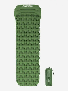 Коврик надувной Naturehike с подушкой, 185x55x3,5 см, зелёный, Зеленый
